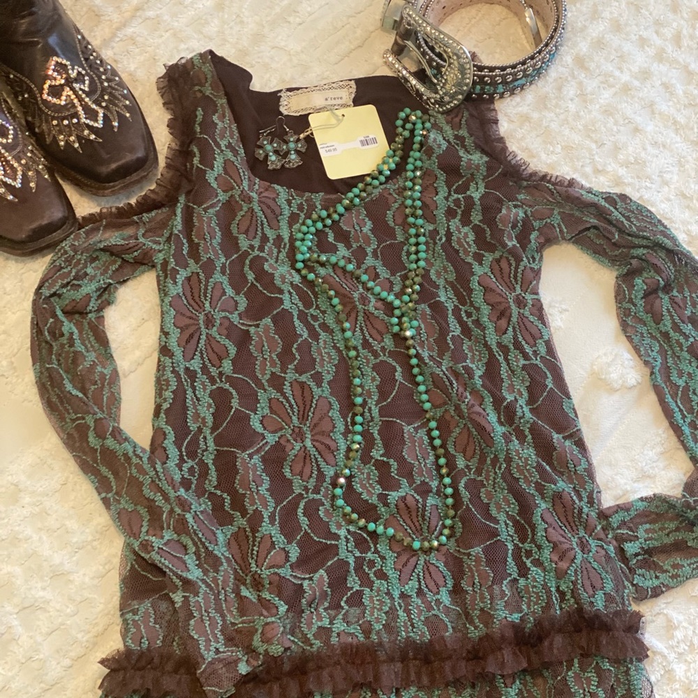 New Teal Lace Shirt